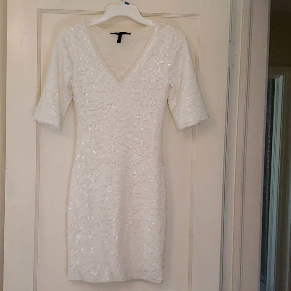 White sequin cocktail dress